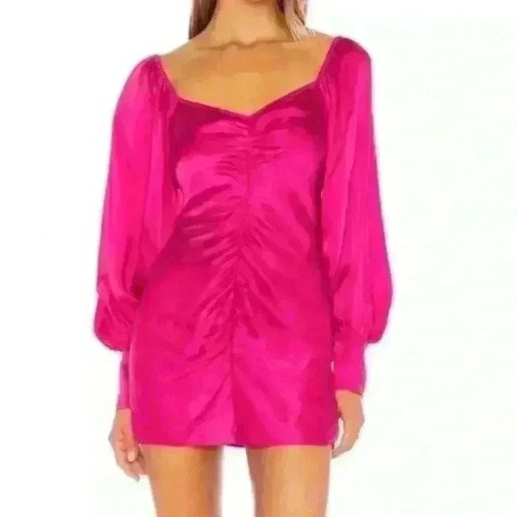 Rococo Sand Hot Pink Satin Poppy Mini Dress Size Small - Picture 1 of 10